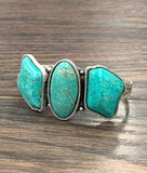 Three Stone Turquoise Cuff Bracelet