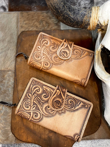 Hand tooled Leather Women's Wallet