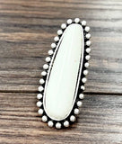 750206, 2.6" White Turquoise, Brass Adjustable Ring
