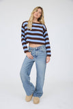 Stripe Exposed Seam Cropped Sweater