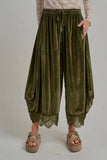 Red Holiday Velvet Balloon pant