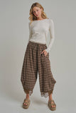 Flowy Plaid Wide Leg Balloon Pants