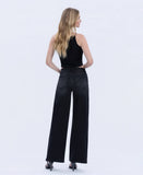 High Rise Black Detailed Wide Leg Jean