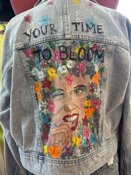 1/1 Hand Painted Vintage Jacket OUTERWEAR - 140 Roxanne Vincent Your Time to Bloom  