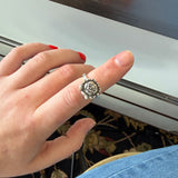 Fine Silver Floral Statement Stacker Ring