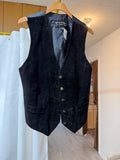 Vintage Wilsons Leather Black Suede Button-Front Vest