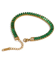 Waterproof CZ Tennis Bracelet  Beautysis green  