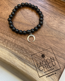Beaded Bracelet  Angus and Abe Leather Co. black w/ charm  