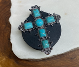 Handcrafted Pop Socket  Moon Child Collective small turquoise cross  