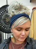 Craft Junkies Headband headband Craft Junkies twist front solid navy corduroy 
