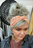 Craft Junkies Headband headband Craft Junkies twist front creamsicle print 