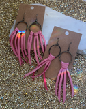 Fringe Earrings  Angus and Abe Leather Co. small fringe pink 