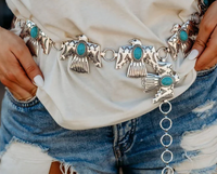 Thunderbird Concho Chain Belt  Joia Accessories turquoise thunderbird  