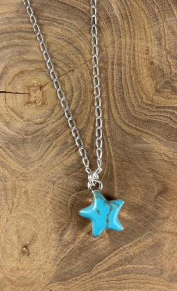 Simple Stone + Sterling Silver Necklace  Boho Soul Star turquoise 